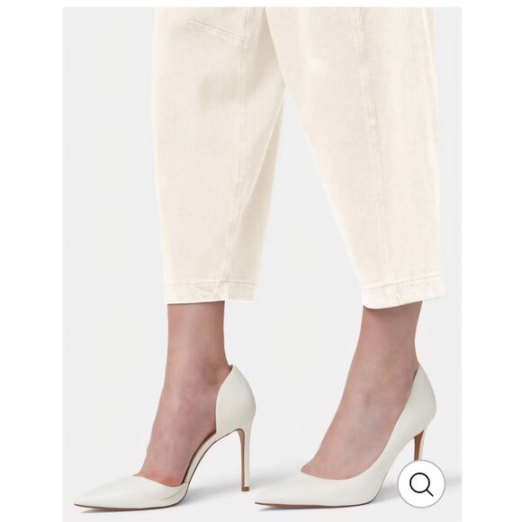 Hue Denim Barrel Leg Skimmer White High Waist Cropped Soft Trousers XL - Picture 3 of 10